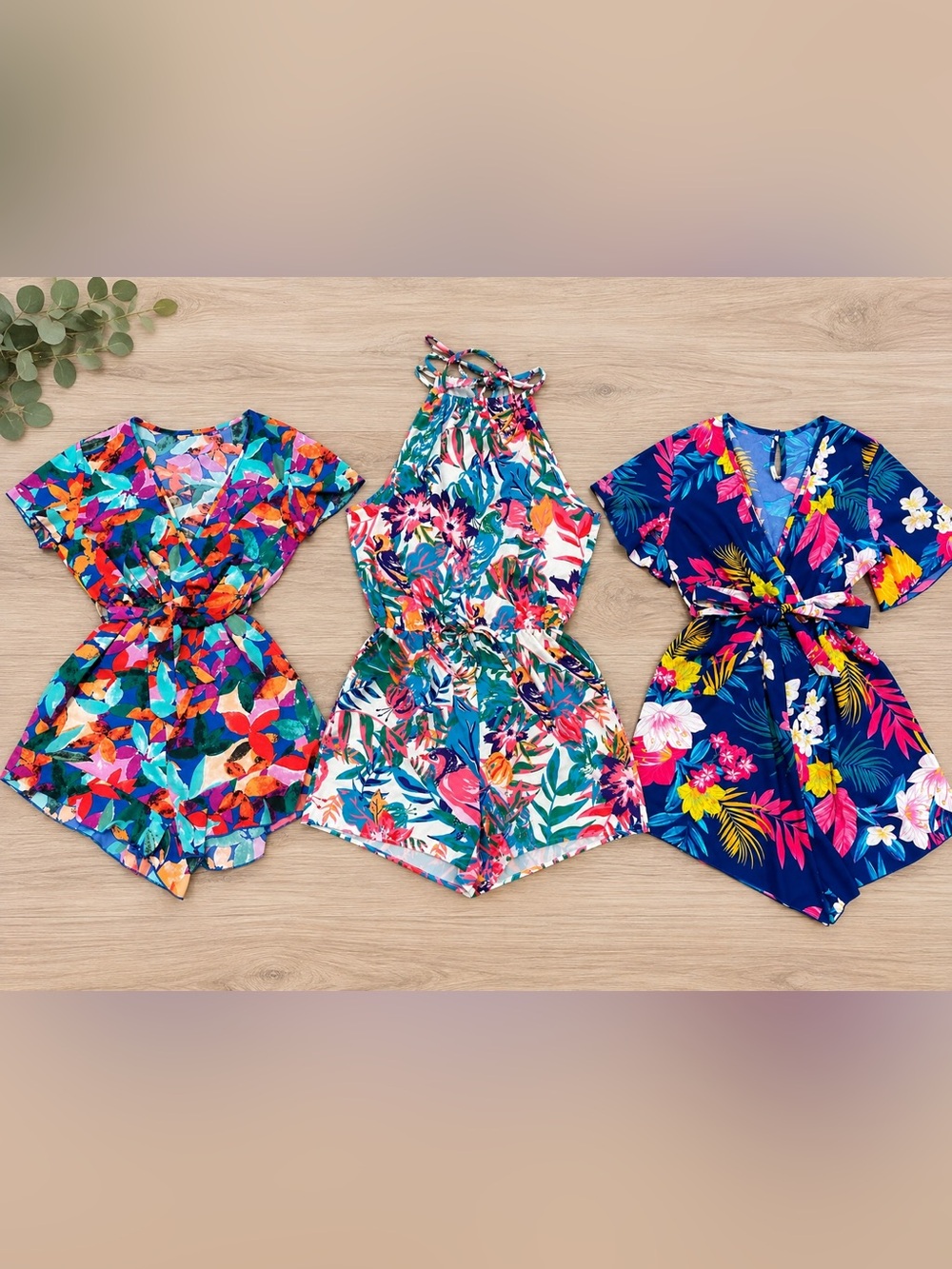 3-Piece Women’s Floral Tropical Romper Bundle Size Small